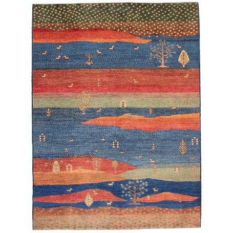Royal Gabbeh Pakistan Astratto Blu Rosso 170x230 Cm