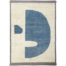 Gabbeh Marrakech Pakistan Geometrico Blu Avio Bianco Crema Grigio Antracite 172x245 Cm