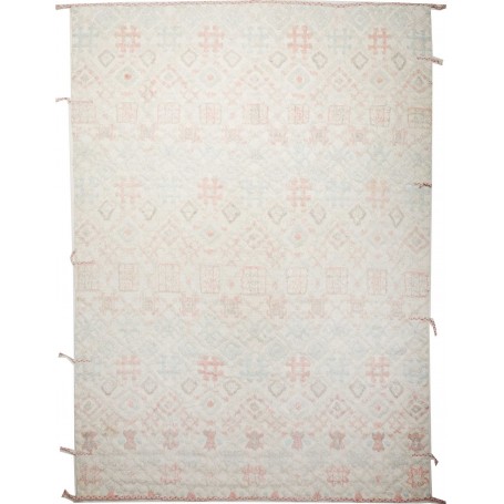 Gabbeh Marrakech Pakistan Floreale Avorio Chiaro Rosa Antico Azzurro Tenue Grigio Beige 262x370 Cm