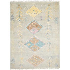 Gabbeh Marrakech Pakistan Astratto Grigio Azzurro Giallo Marrone Rosa Celeste 239x318 Cm