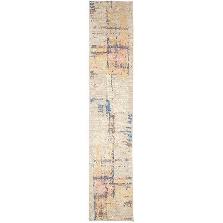 Gabbeh Marrakech Pakistan Geometrico Beige Blu 84x418 cm
