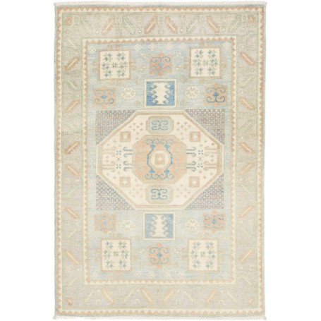 Tappeto Kazak Afghanistan 100x150 Azzurro Crema