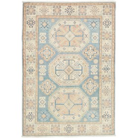 Tappeto Kazak Afghanistan 102x153 Blu Chiaro Az