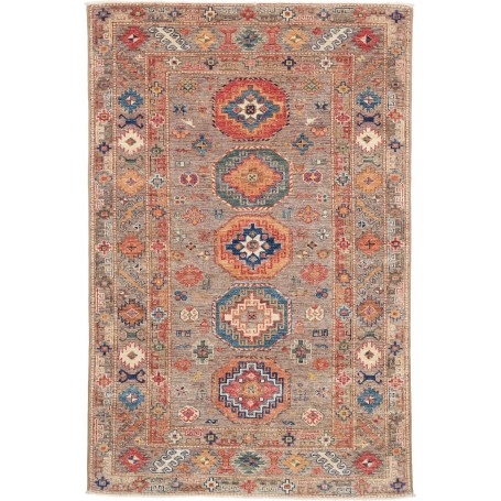 Tappeto Kazak Fine Pakistan 123x190 Marrone Gri