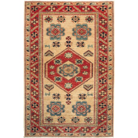 Tappeto Kazak Fine Pakistan 102x155 Beige Rosso