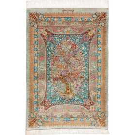 Tappeto Ghom Seta Persia 80x117 Verde Acqua Ver