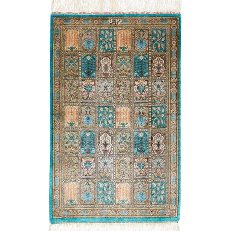 Tappeto Ghom Seta Persia 56x90 Turchese Beige O