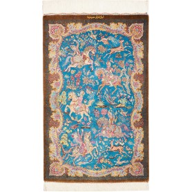 Tappeto Ghom Seta Persia 58x90 Azzurro Turchese