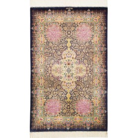 Tappeto Ghom Seta Persia 78x128 Blu Notte Oro R