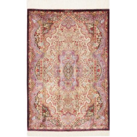 Tappeto Ghom Seta Persia 80x121 Crema Viola Bor