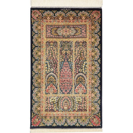 Tappeto Ghom Seta Persia 57x97 Blu Notte Oro An