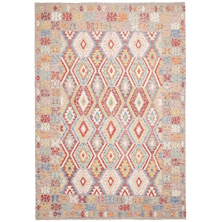 Tappeto Kilim Afghanistan 198x296 Grigio Beige