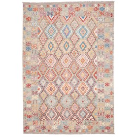 Tappeto Kilim Afghanistan 203x291 Grigio Beige