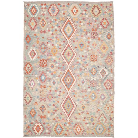 Tappeto Kilim Afghanistan 197x295 Grigio Tenue