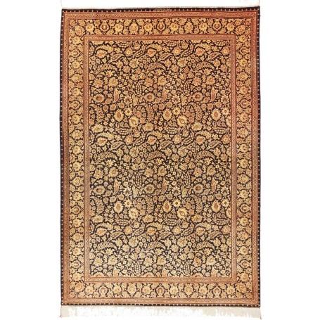 Tappeto Ghom Seta Persia 135x203 Nero Oro Marro
