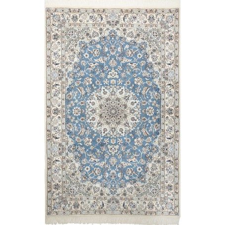 Tappeto Nain 9la Persia Medaglione Azzurro Crema 152x237 Cm