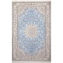 Tappeto Nain 9la Persia Medaglione Celeste Crema 153x233 Cm