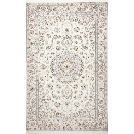 Tappeto Nain 9la Persia Medaglione Crema Azzurro 154x242 Cm