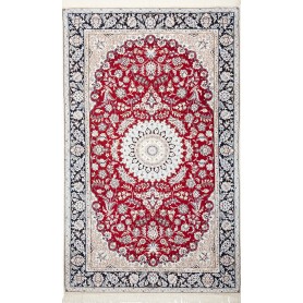 Tappeto Nain 9la Persia Medaglione Rosso Panna 147x246 Cm