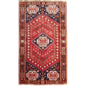 Tappeto Medaglione Rosso Blu Scuro 118x202 Cm