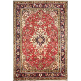 Tappeto Tabriz Persia Medaglione Rosso Blu 200x296 Cm