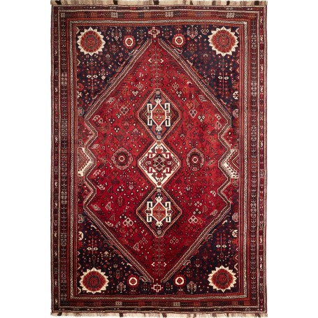 Tappeto Geometrico Rosso Bordeaux Blu Notte 220x323 Cm