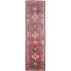 Tappeto Yalameh Persia Astratto Rosso Blu 82x304 Cm
