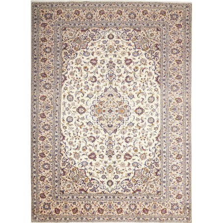 Tappeto Kashan Persia Medaglione Crema Blu 247x342 Cm
