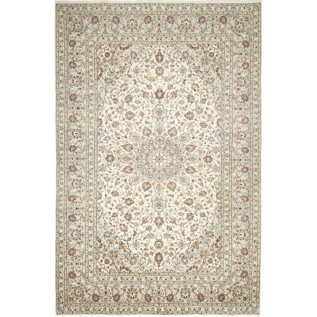 Tappeto Kashan Persia Medaglione Crema Bordeaux 202x303 Cm
