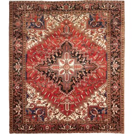 Tappeto Gorawan Persia Geometrico Rosso Nero 240x275 Cm