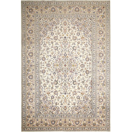 Tappeto Kashan Persia Medaglione Crema Blu 240x355 Cm