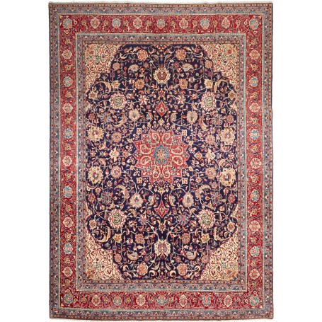 Tappeto Sarough Persia Medaglione Blu Rosso 245x345 Cm