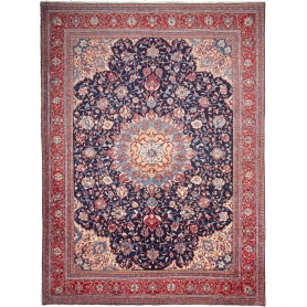 Tappeto Sarough Persia Medaglione Blu Rosso 288x396 Cm