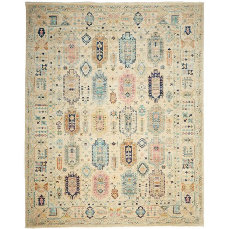 Tappeto Tribal Pakistan Astratto Beige Azzurro 244x311 Cm
