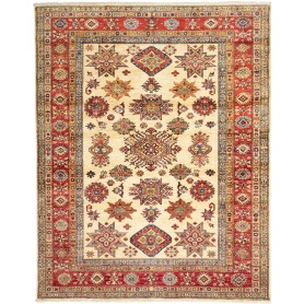 Tappeto Kazak Fine Pakistan Astratto Beige Rosso 153x195 Cm
