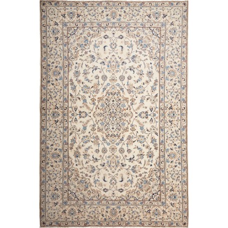 Tappeto Kashan Persia Medaglione Avorio Blu 190x296 Cm
