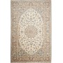 Tappeto Kashan Persia Medaglione Crema Blu 202x295 Cm