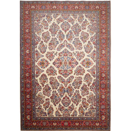 Tappeto Sarough Persia Floreale Avorio Rosso 243x350 Cm