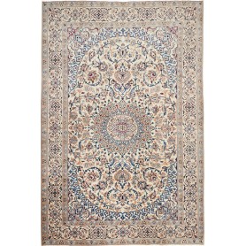 Tappeto Nain Kashmar Persia Medaglione Crema Blu 196x302 Cm