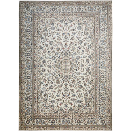 Tappeto Kashan Persia Medaglione Avorio Blu 248x346 Cm