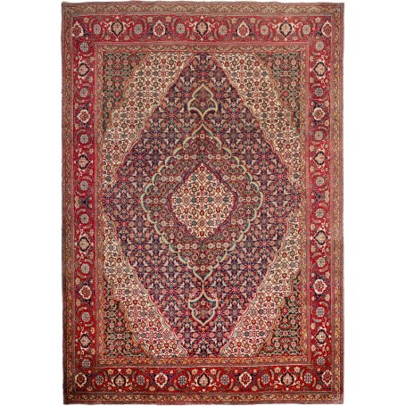 Tappeto Tabriz Persia Medaglione Blu Rosso 244x356 Cm