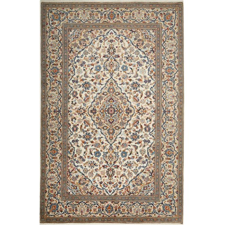 Tappeto Kashan Persia Medaglione Crema Blu 200x306 Cm