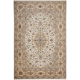 Tappeto Kashan Persia Medaglione Avorio Beige Blu 210x313 Cm