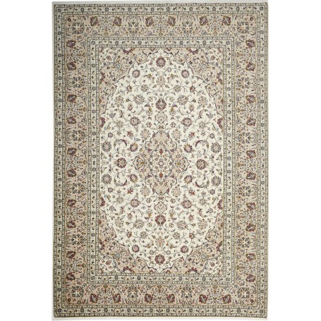 Tappeto Kashan Persia Medaglione Avorio Bordeaux 200x290 Cm