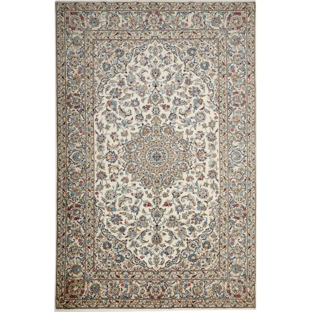 Tappeto Kashan Persia Medaglione Crema Blu 193x298 Cm