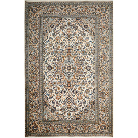 Tappeto Kashan Persia Medaglione Crema Blu 200x304 Cm