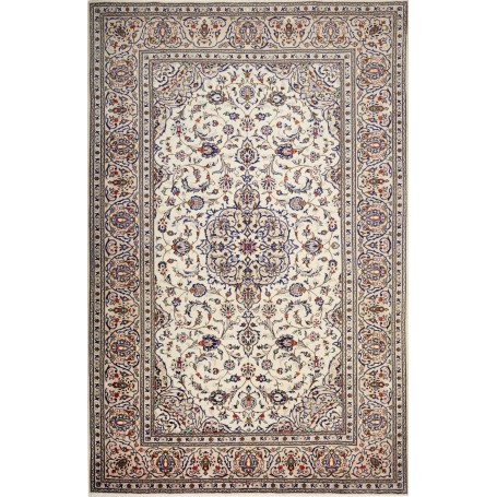 Tappeto Kashan Persia Medaglione Avorio Blu 203x315 Cm