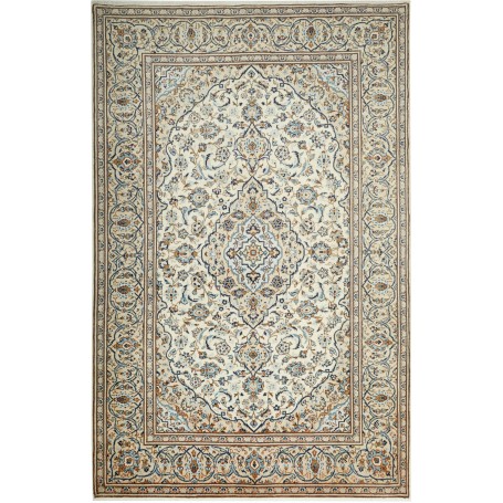 Tappeto Kashan Persia Medaglione Avorio Blu 198x308 Cm