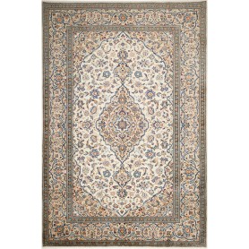 Tappeto Kashan Persia Medaglione Crema Blu 200x297 Cm