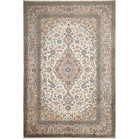 Tappeto Kashan Persia Medaglione Crema Blu 200x297 Cm